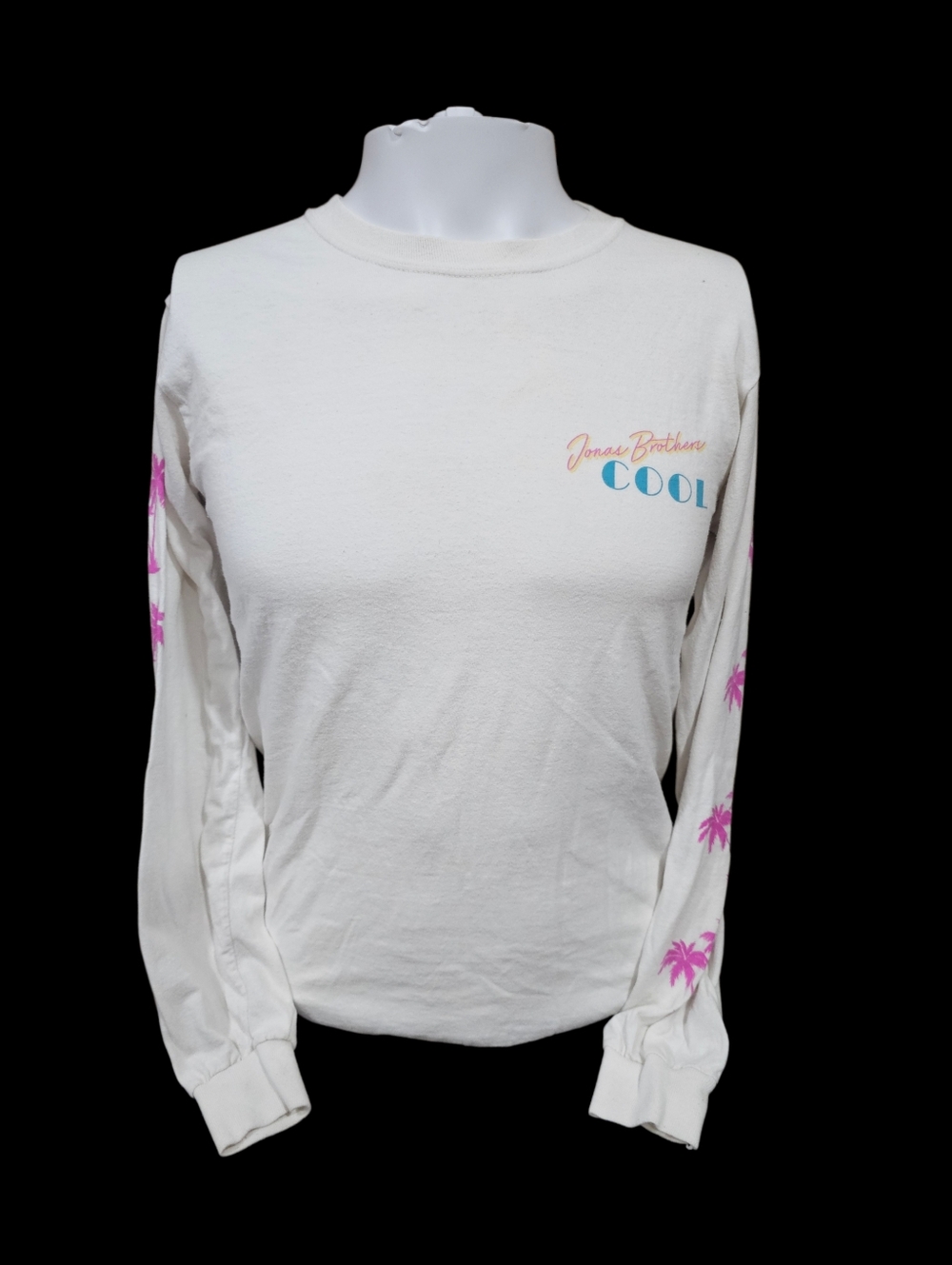 Jonas Brothers Cool Tour Long Sleeve Tee Small White Graphic Palm Tree‎ Shirt